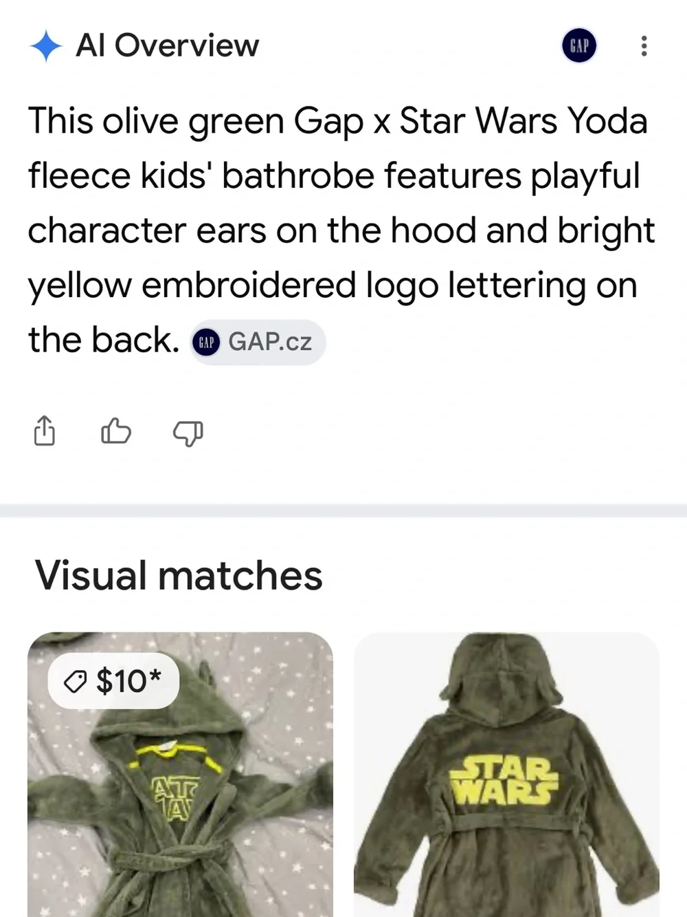 GAP x Disney Star Wars Yoda Green Plush Kids Robe Sz 3T Toddler Boy / Girl